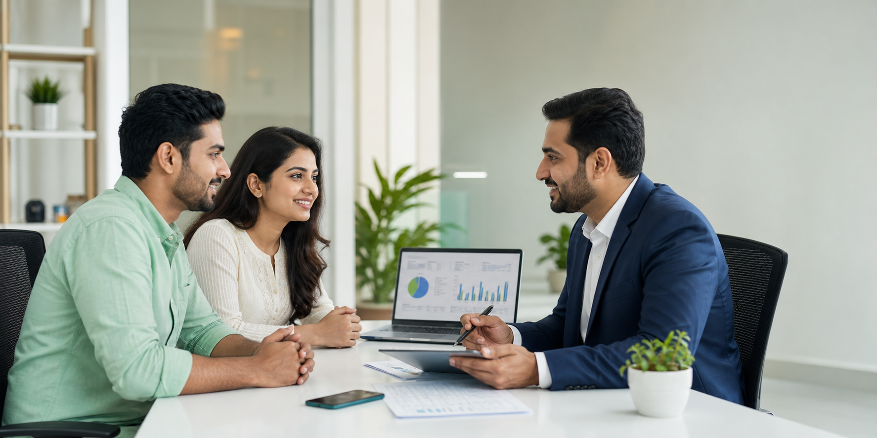 Loan advisor helping customers compare loan options